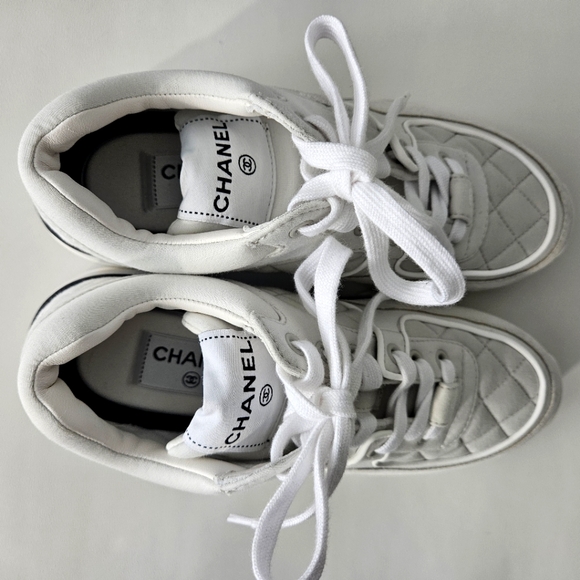 CHANEL Grey/White Sneakers, Size 35.5 - Picture 2 of 4